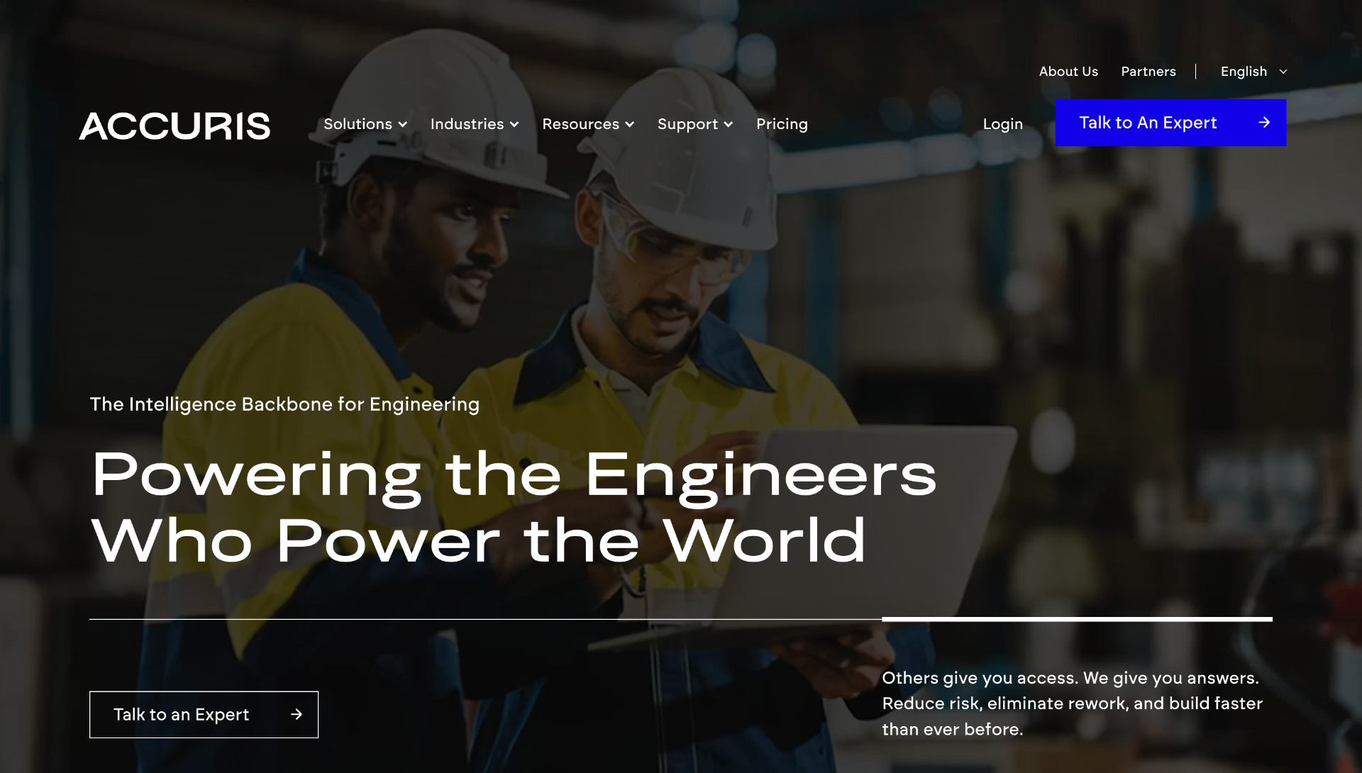 Accuris marketing website homepage screenshot